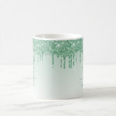 Chic Mint Green Glitzer Sparkle Monogram Script Kaffeetasse (Mittel)