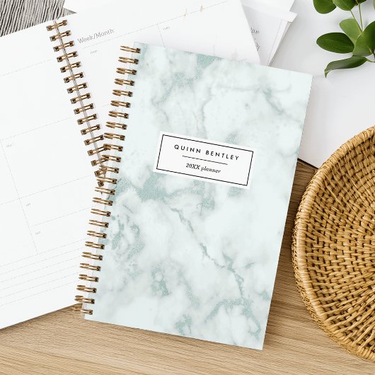 Chic Mint Green Marble Personalisiert Planer