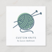 CHIC MINT GREEN NAVY GRAY KNITTING WOOL YARBALL QUADRATISCHE VISITENKARTE (Vorderseite)