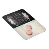 Chic Mint Green & Pink Blume Geburtsankündigung Magnet (Rechte Seite)