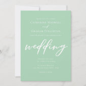 Chic Mint Green Typografy Wedding Einladung (Vorderseite)