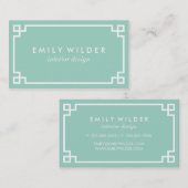 Chic Mint Green und White Griry Key Visitenkarte (Vorne/Hinten)