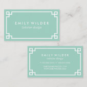 Chic Mint Green und White Griry Key Visitenkarte (Vorne/Hinten)