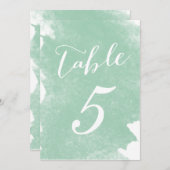 CHIC MINT GREEN WASSERCOLOR TISCHNUMMER CARDS (Vorne/Hinten)
