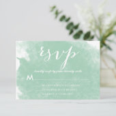 CHIC MINT GREEN WATERCOLOR WEDD RSVP CARDS (Stehend Vorderseite)