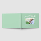 Chic Mint Green Wedding Couple Foto Gästebuch (Voll)