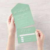 Chic Mint Green White Garden Wedding All In One Einladung (Abreißtisch)