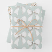 Chic Mint Green White Hearts Bows Brautparty Geschenkpapier Set (Beispiel)