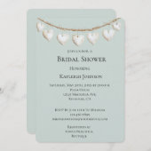 Chic Mint Green White Hearts Brautparty Einladung (Vorne/Hinten)