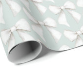 Chic Mint Green White Hearts Brautparty Geschenkpapier (Rolleneckpunkt)