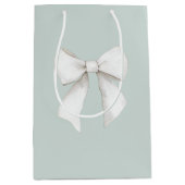 Chic Mint Green White Hearts Brautparty Mittlere Geschenktüte (Vorderseite)