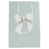 Chic Mint Green White Hearts Brautparty Mittlere Geschenktüte (Rückseite)