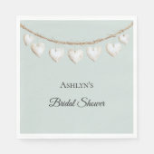 Chic Mint Green White Hearts Brautparty Serviette (Vorderseite)