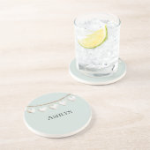 Chic Mint Green White Hearts Getränkeuntersetzer (Seite)