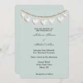 Chic Mint Green White Hearts Wedding Einladung (Vorne/Hinten)