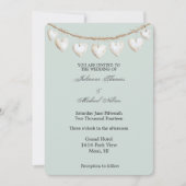 Chic Mint Green White Hearts Wedding Einladung (Vorderseite)