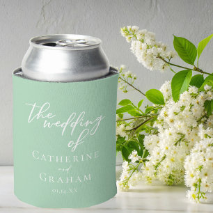 Chic Mint Green White Personalisiert Wedding Dosenkühler