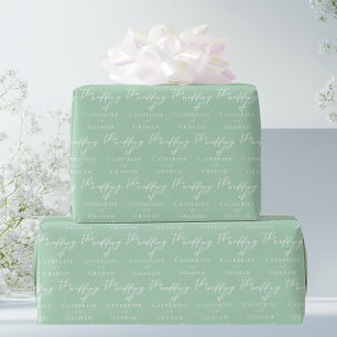 Chic Mint Green White Personalisiert Wedding Geschenkpapier