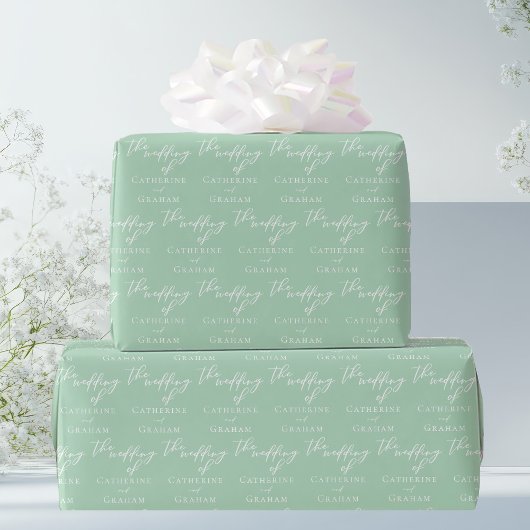 Chic Mint Green White Personalisiert Wedding Geschenkpapier
