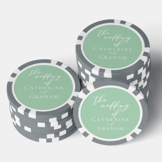 Chic Mint Green White Personalisiert Wedding Pokerchips (Stapel)