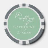 Chic Mint Green White Personalisiert Wedding Pokerchips (Vorderseite)