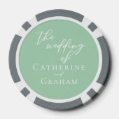 Chic Mint Green White Personalisiert Wedding Pokerchips (Rückseite)