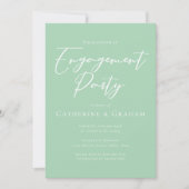 Chic Mint Green White Script Engagement Party Einladung (Vorderseite)