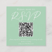 Chic Mint Green White Script Wedding QR Code UAWG Begleitkarte (Vorderseite)