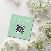 Chic Mint Green White Script Wedding QR Code UAWG Begleitkarte