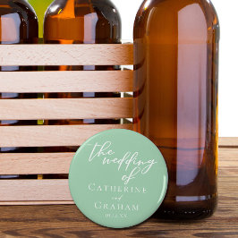 Chic Mint Green White Spring Custom Wedding Flaschenöffner