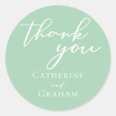 Chic Mint Green White Typografy Custom Wedding Runder Aufkleber (Vorderseite)