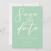 Chic Mint Green White Typografy Spring Save The Date (Vorderseite)