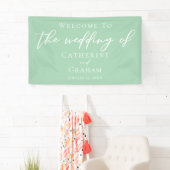 Chic Mint Green White Typografy Spring Wedding Banner (Insitu)