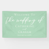 Chic Mint Green White Typografy Spring Wedding Banner (Horizontal)