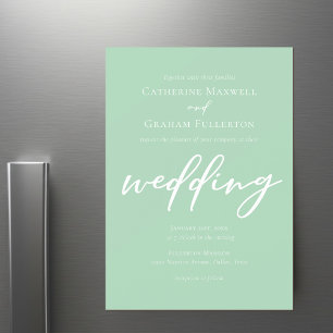 Chic Mint Green White Typografy Spring Wedding Magneteinladung