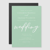 Chic Mint Green White Typografy Spring Wedding Magneteinladung (Vorne/Hinten)