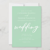 Chic Mint Green White Typografy Spring Wedding Magneteinladung (Vorderseite)