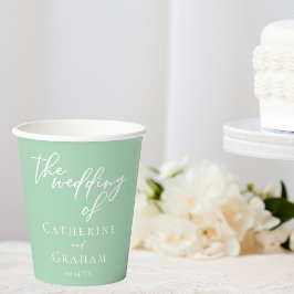 Chic Mint Green White Typografy Spring Wedding Pappbecher