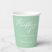 Chic Mint Green White Typografy Spring Wedding Pappbecher (Rückseite)