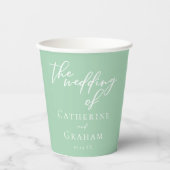 Chic Mint Green White Typografy Spring Wedding Pappbecher (Vorderseite)