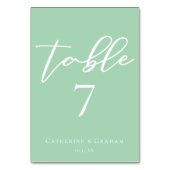 Chic Mint Green White Typografy Spring Wedding Tischnummer (Vorderseite)
