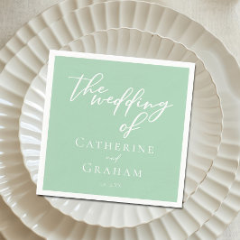 Chic Mint Green White Typografy Wedding Serviette