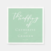 Chic Mint Green White Typografy Wedding Serviette (Vorderseite)