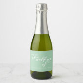 Chic Mint Green White Wedding Personalisiert Mini Schaumweinetikett (Vorderseite)