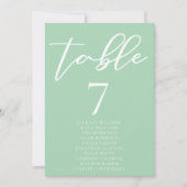 Chic Mint Green White Wedding Table Card mit Namen (Vorderseite)