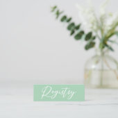 Chic Mint Green White Wedding Website Mini Visitenkarte (Stehend Vorderseite)