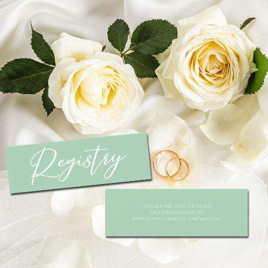 Chic Mint Green White Wedding Website Mini Visitenkarte