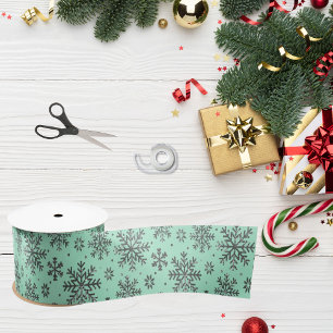 Chic Mint Grün Weihnachten mit eleganten Schneeflo Satinband