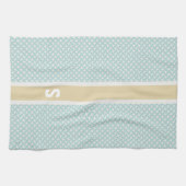 Chic Mint Herringbone geometrische Muster monogram Küchentuch (Horizontal)