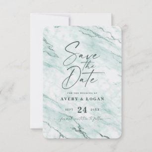 Chic Mint Marmor mit dusty Green Foil Details Save The Date